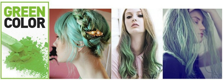 Зеленый цвет волос с помощью пастельных мелков