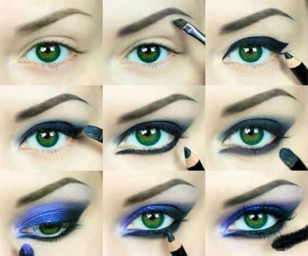 Сине-зеленый макияж на Новый год 2017